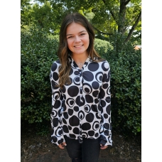 Erma's Closet Black and White Polka Dot Pullover Top